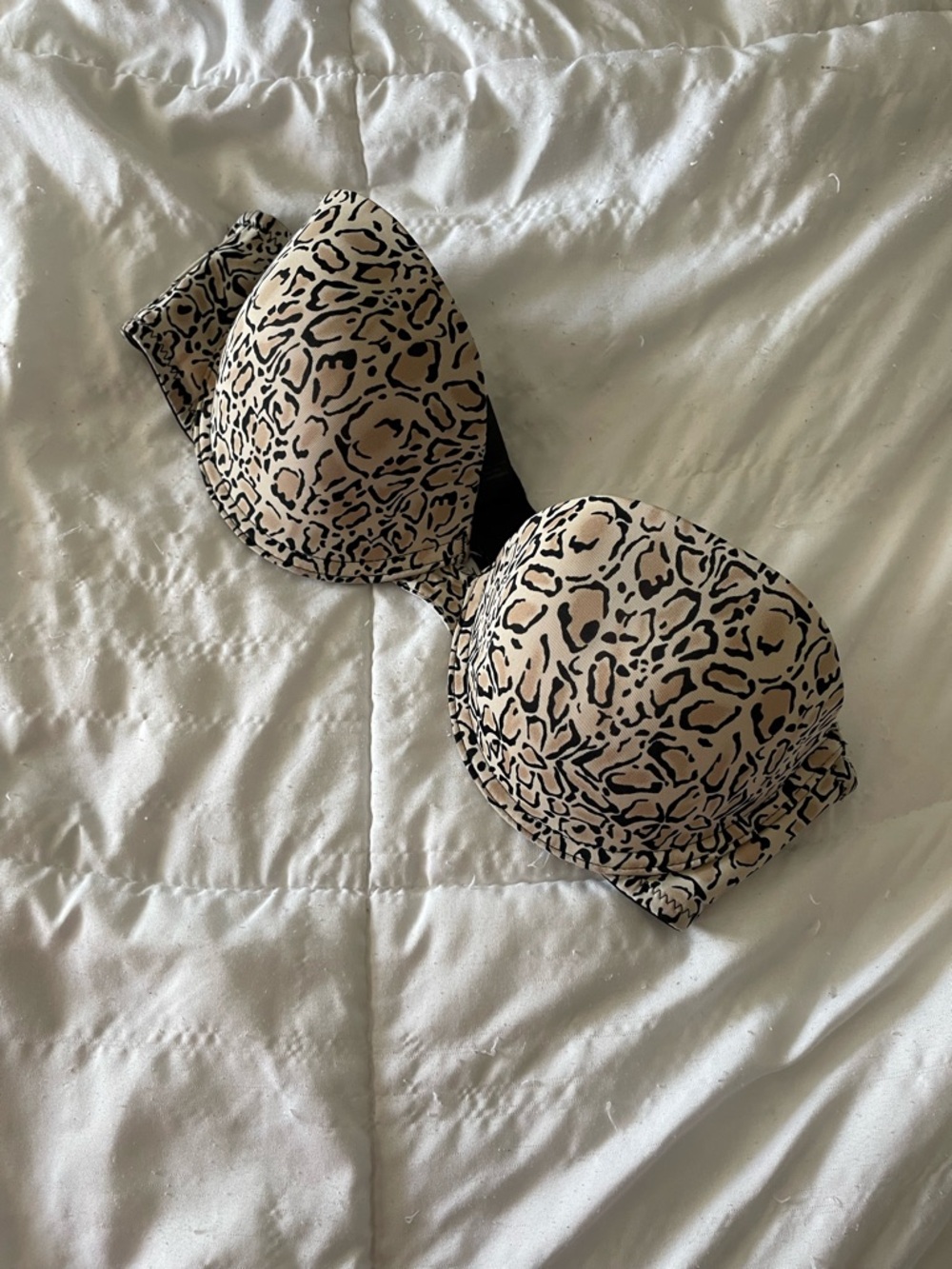 George Leopard-Print Strapless Bra in Nude and Black